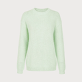 Green Round Neck Textured Loose Long Knit Sweater
