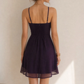 Black Halter Shirred Ruched A-Line Skater Mini Dress